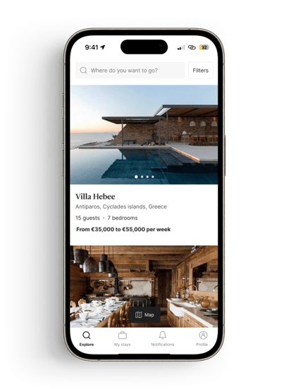 Find luxury villas and chalets in exceptional locations (Europe, French Riviera, Saint Barth, Megève, Ibiza)  